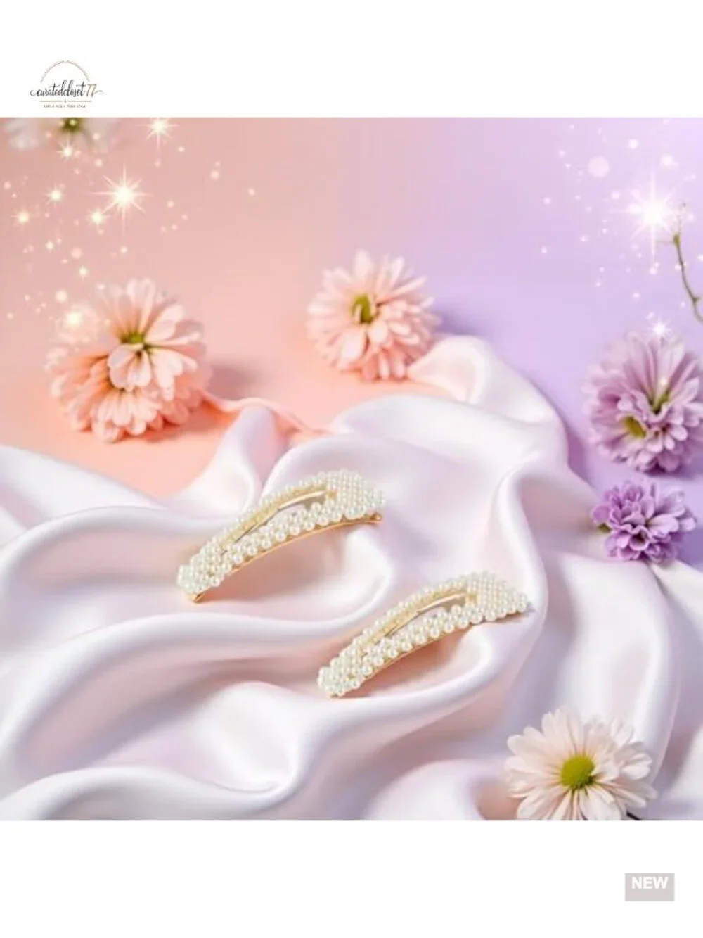 Snap Pearl Hair Clips - 3.3in Barrettes for Styling
